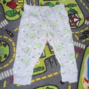 Gray Baby Pants with Green Alien Print